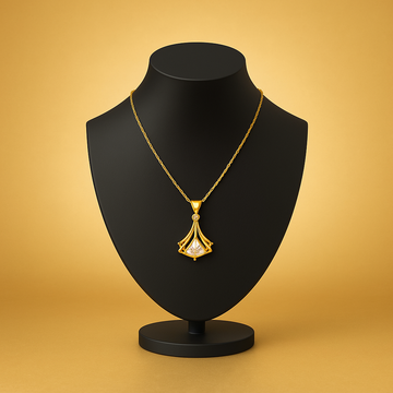 Golden Radiance Crystal Fan Pendant Necklace